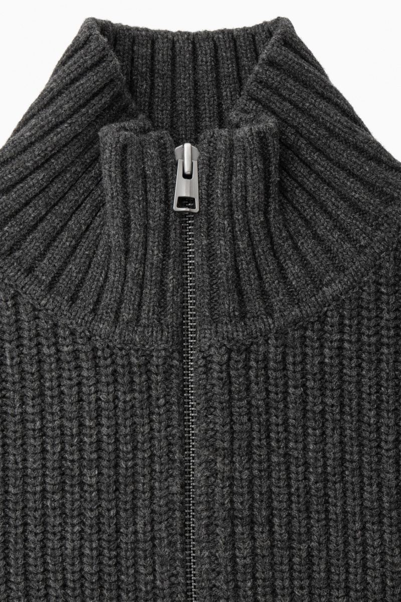 Pánské Bundy COS Funnel-Neck Pletené Vlna Tmavě Šedé | COS Eshop CZ-95270LCUZ