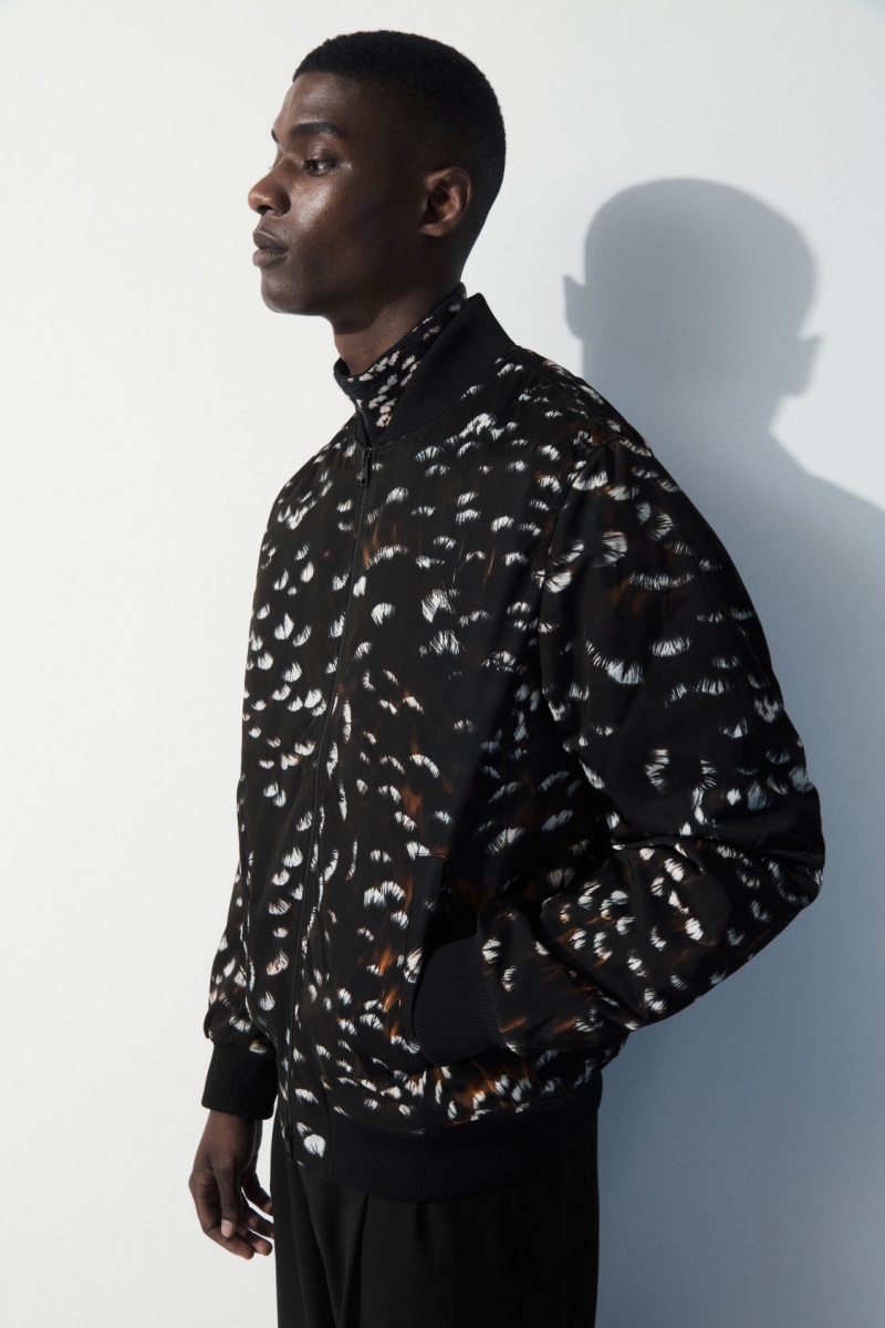 Pánské Bundy COS The Feather-Print Bomber Černé | COS Eshop CZ-41327EBWN