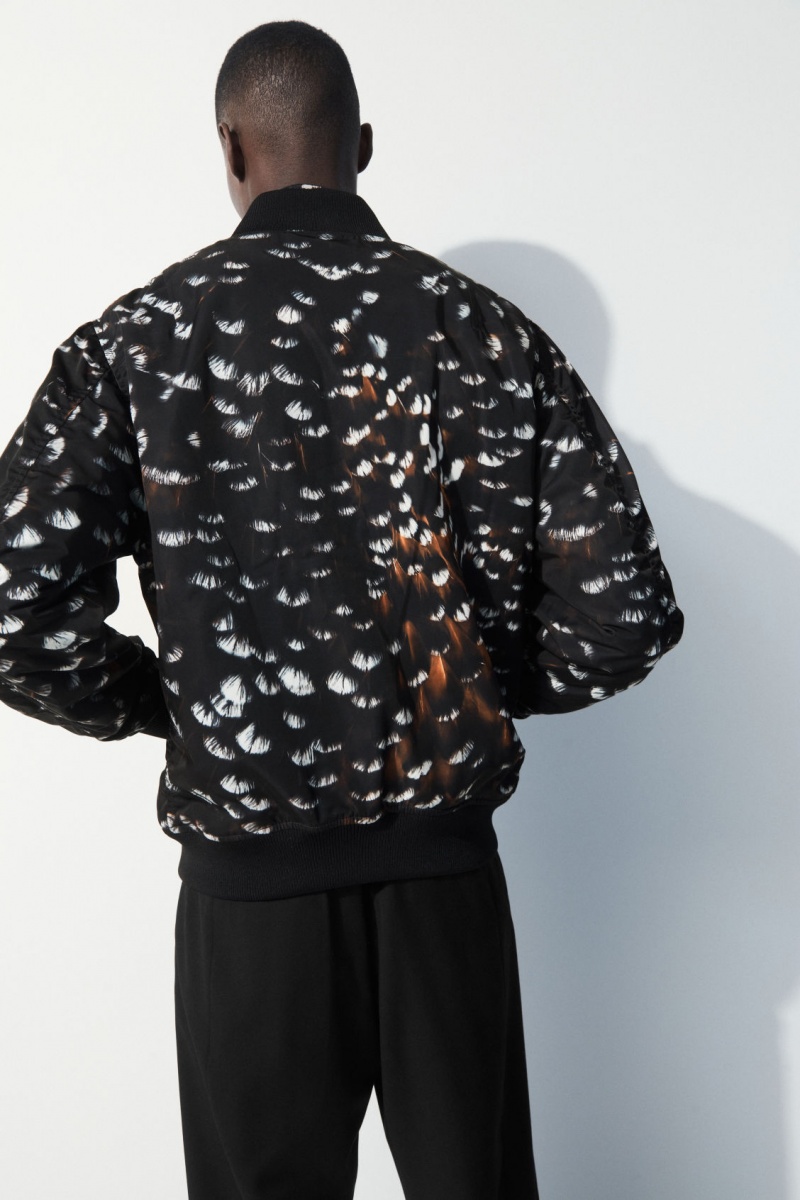 Pánské Bundy COS The Feather-Print Bomber Černé | COS Eshop CZ-41327EBWN