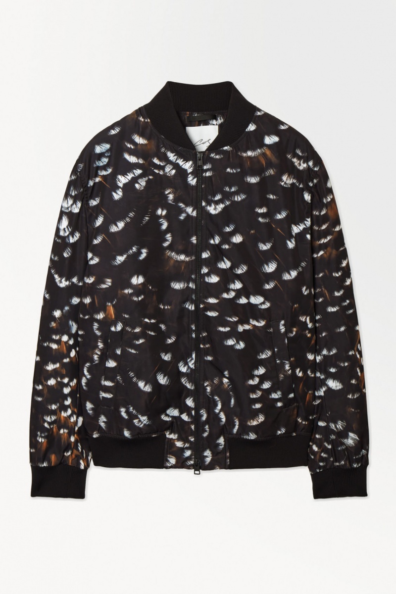 Pánské Bundy COS The Feather-Print Bomber Černé | COS Eshop CZ-41327EBWN