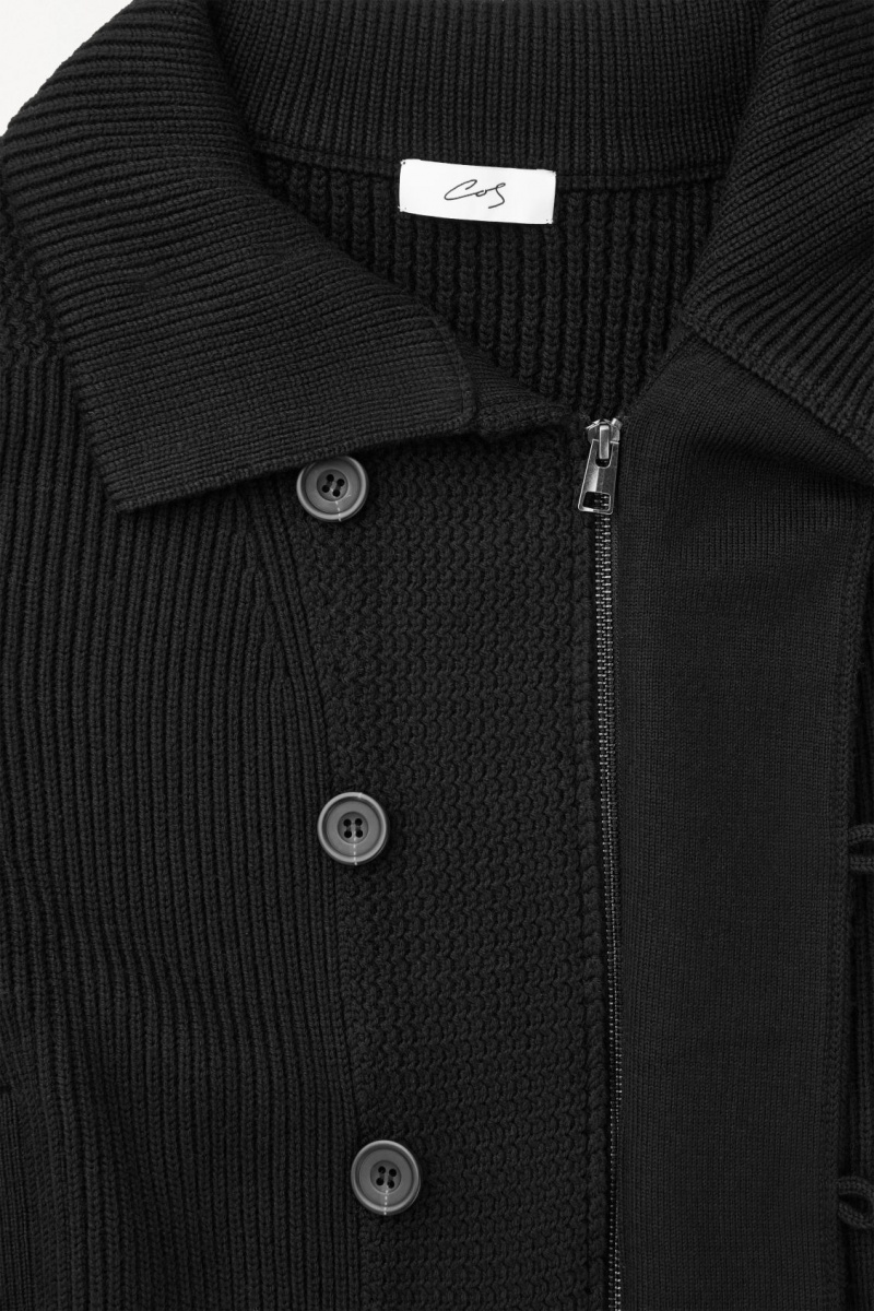 Pánské Bundy COS The Funnel-Neck Pletené Vlna Černé | COS Eshop CZ-51078YWCL