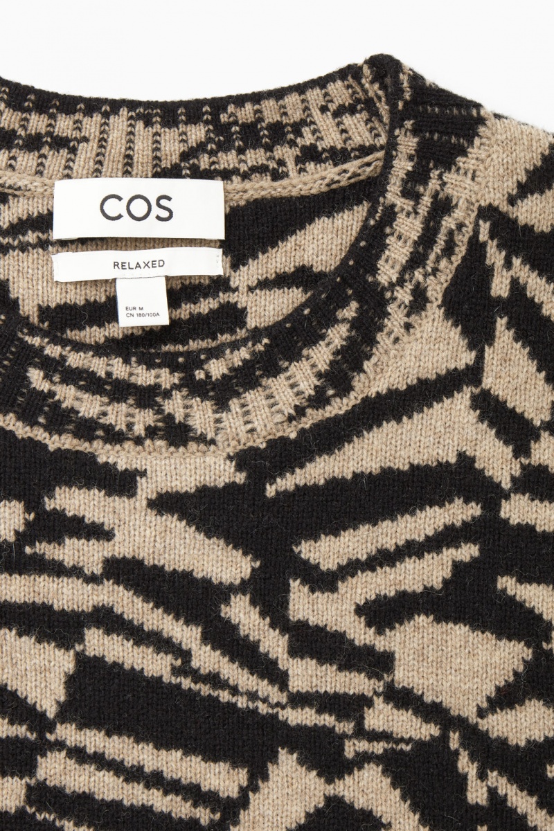 Pánské Jumpers COS Geometric Vlna-Jacquard Černé Béžový | COS Eshop CZ-91846GYSX