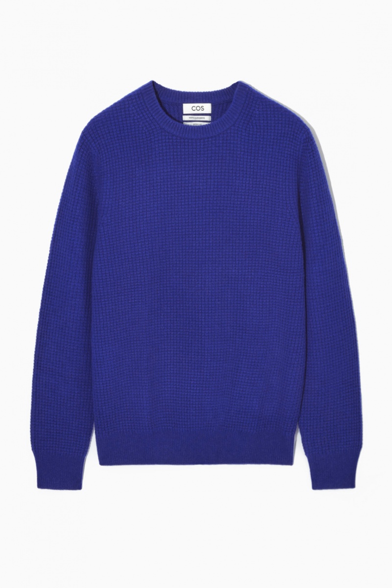 Pánské Jumpers COS Waffle-Knit Pure Cashmere Světle Blankyt | COS Eshop CZ-69237QMHF