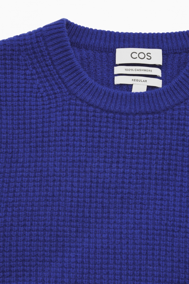 Pánské Jumpers COS Waffle-Knit Pure Cashmere Světle Blankyt | COS Eshop CZ-69237QMHF