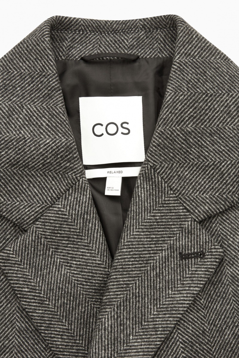 Pánské Kabáty COS Double-Breasted Herringbone Tmavě Šedé | COS Eshop CZ-47590LAJK