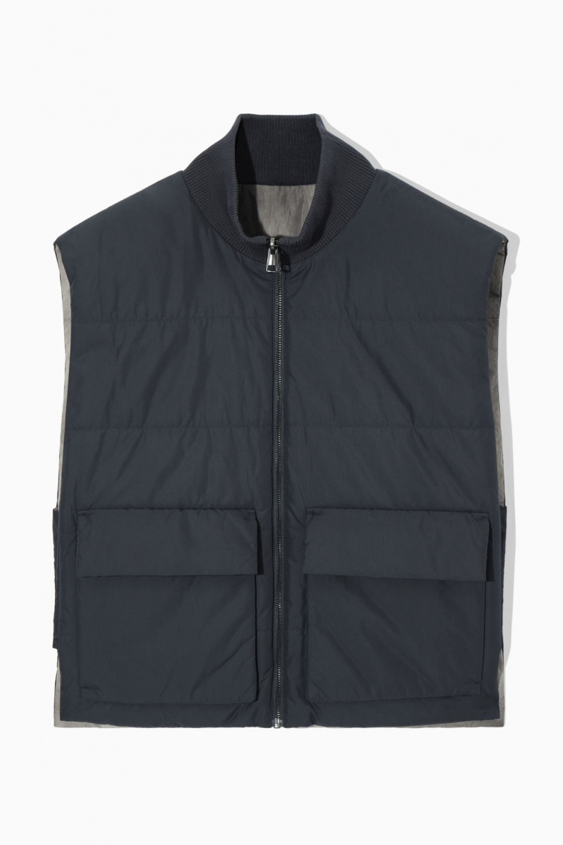 Pánské Kabáty COS Reversible Polstrovaný Utility Gilet Šedé Tmavě Blankyt | COS Eshop CZ-31570OSIY