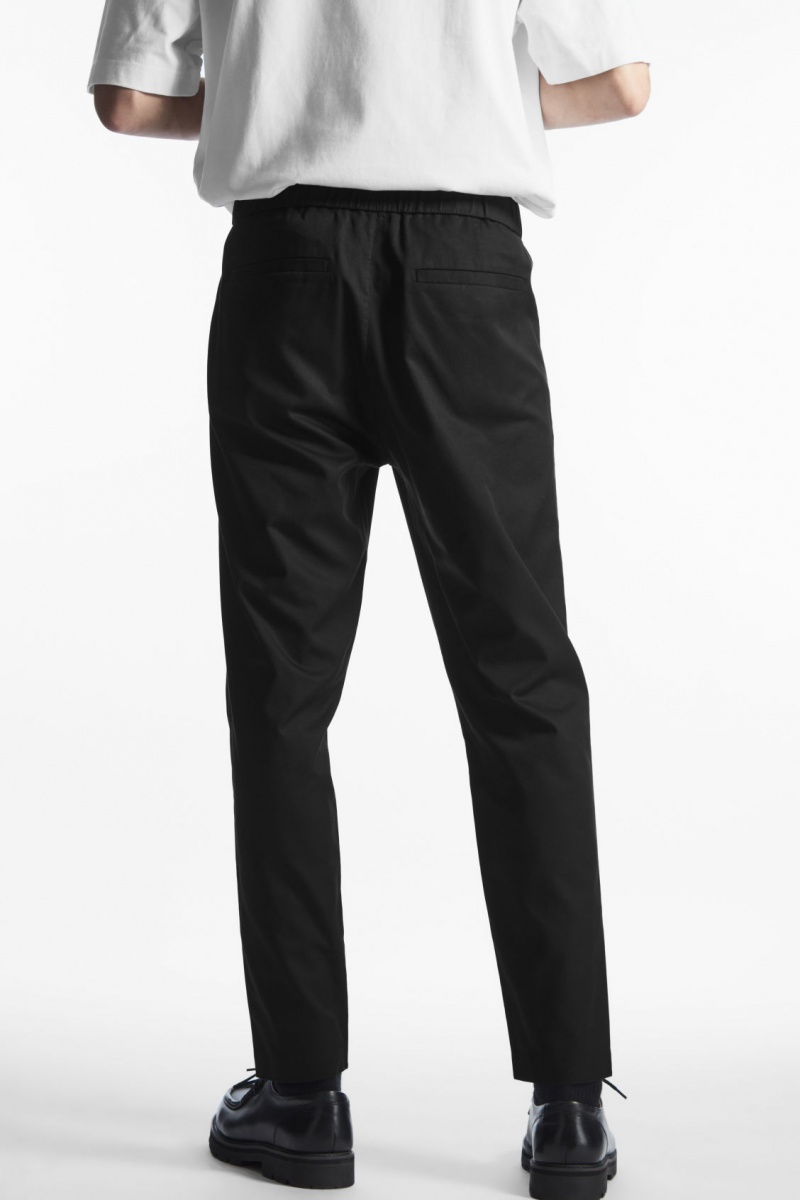 Pánské Kalhoty COS Elasticated Tapered Twill Černé | COS Eshop CZ-73054DJAW