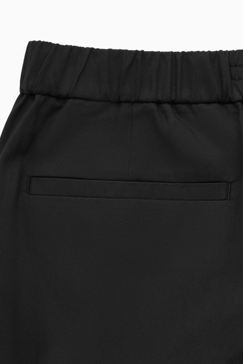 Pánské Kalhoty COS Elasticated Tapered Twill Černé | COS Eshop CZ-73054DJAW