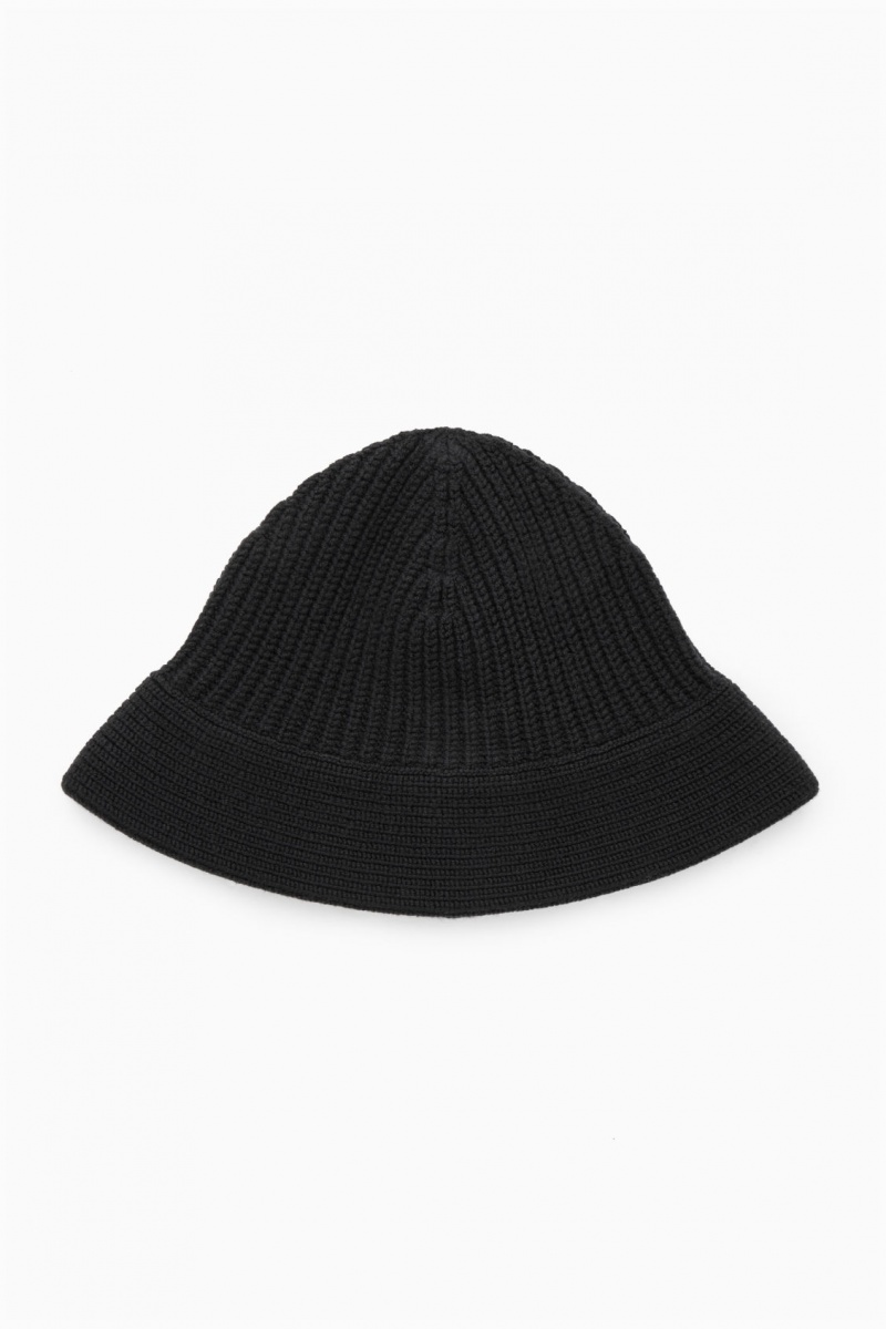 Pánské Klobouky COS Pletené Merino Vlna Bucket Černé | COS Eshop CZ-45967ZUKD