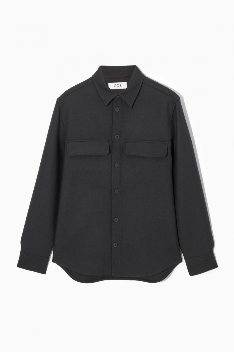 Pánské Košile COS Flap-Pocket Vlna-Blend Overshirt Černé | COS Eshop CZ-58730URLZ