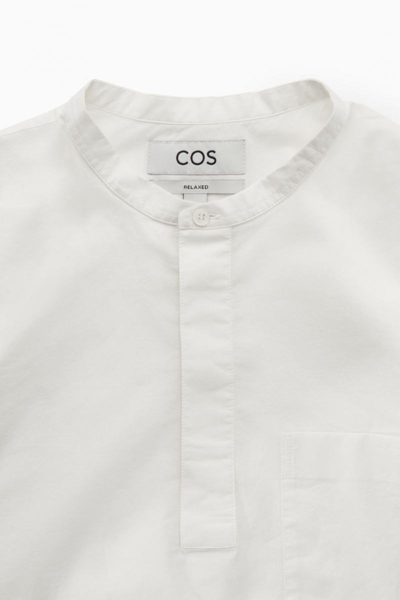 Pánské Košile COS Grandad-Collar Half-Placket Bílé | COS Eshop CZ-39128QXAU