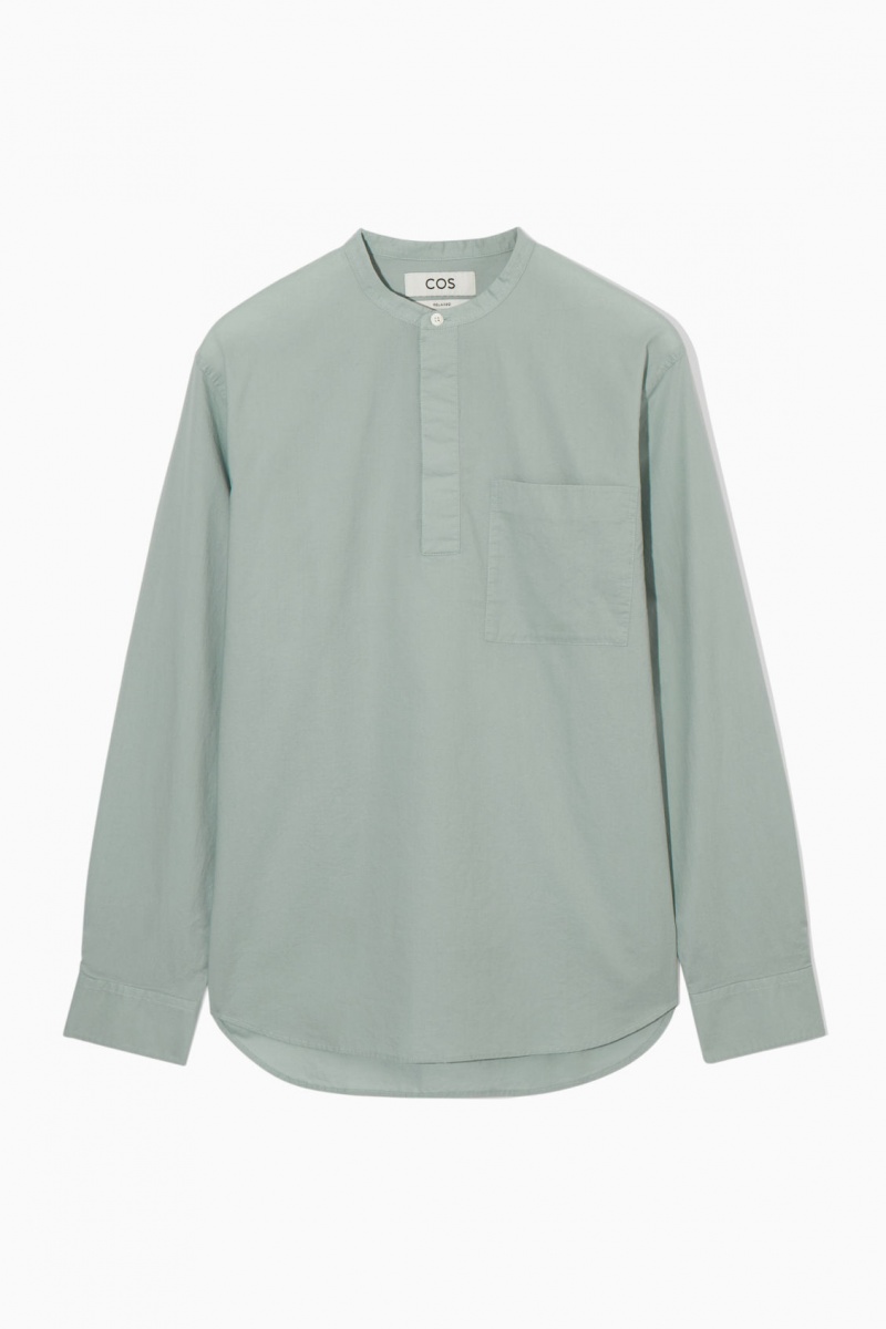 Pánské Košile COS Grandad-Collar Half-Placket Světle Tyrkysové | COS Eshop CZ-78035QEXT