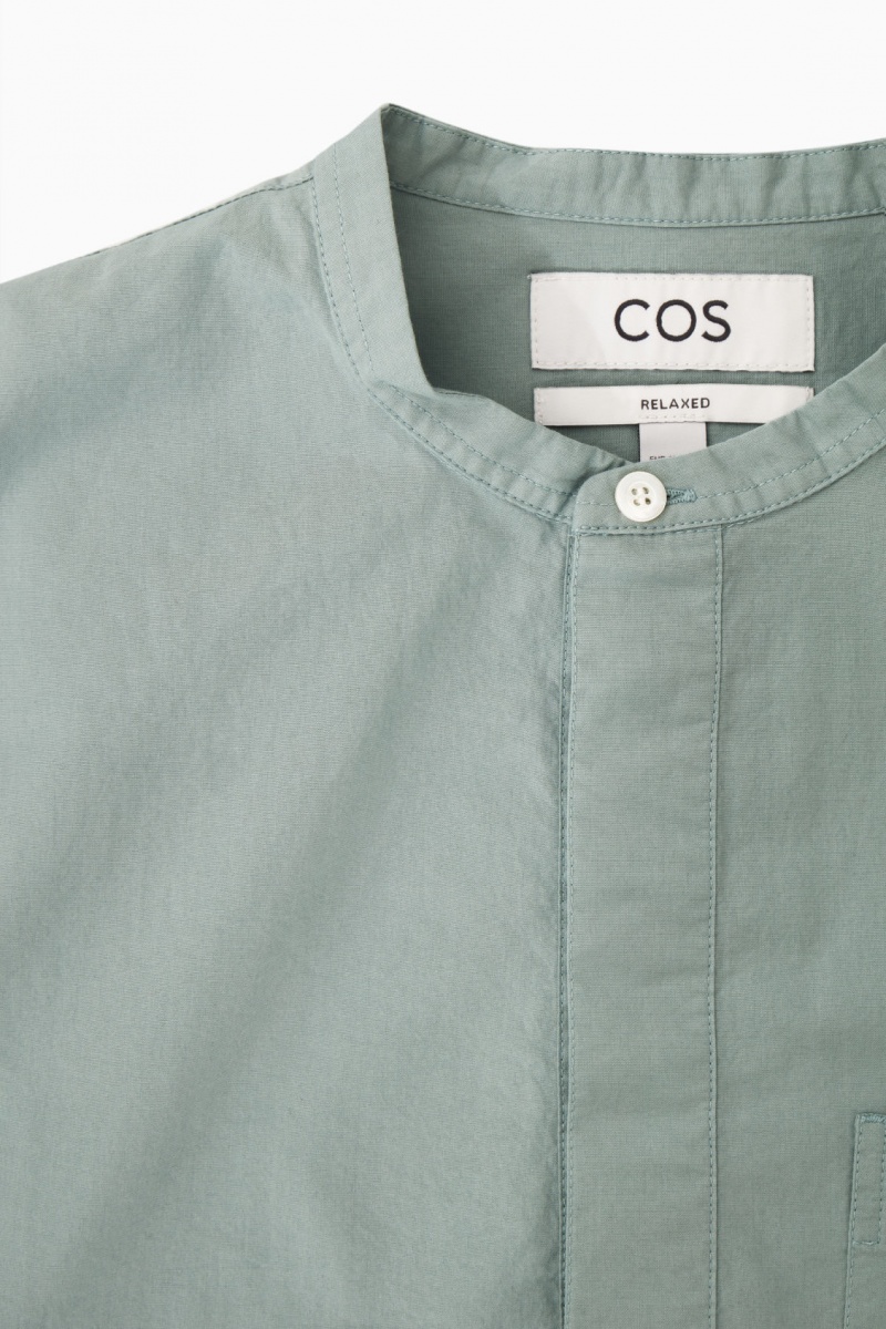 Pánské Košile COS Grandad-Collar Half-Placket Světle Tyrkysové | COS Eshop CZ-78035QEXT