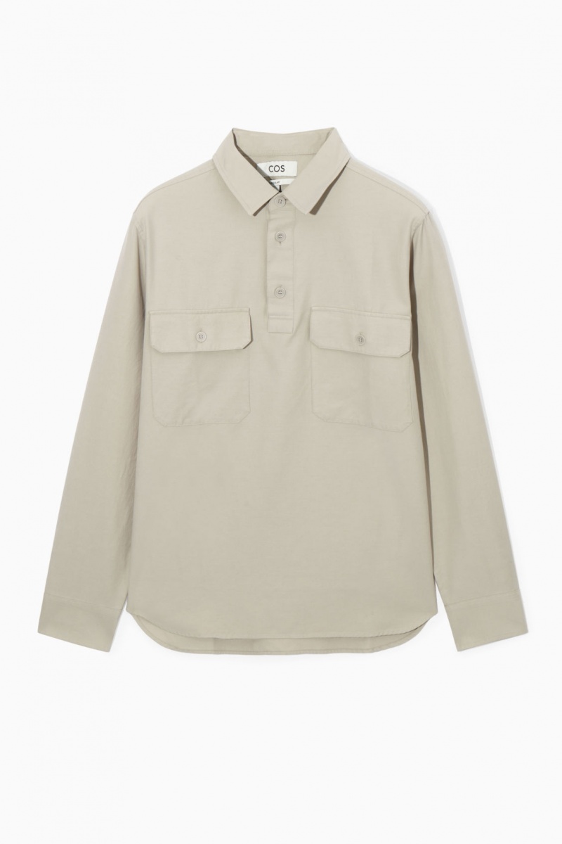 Pánské Košile COS Half-Placket Utility Overshirt Béžový | COS Eshop CZ-02956IDER