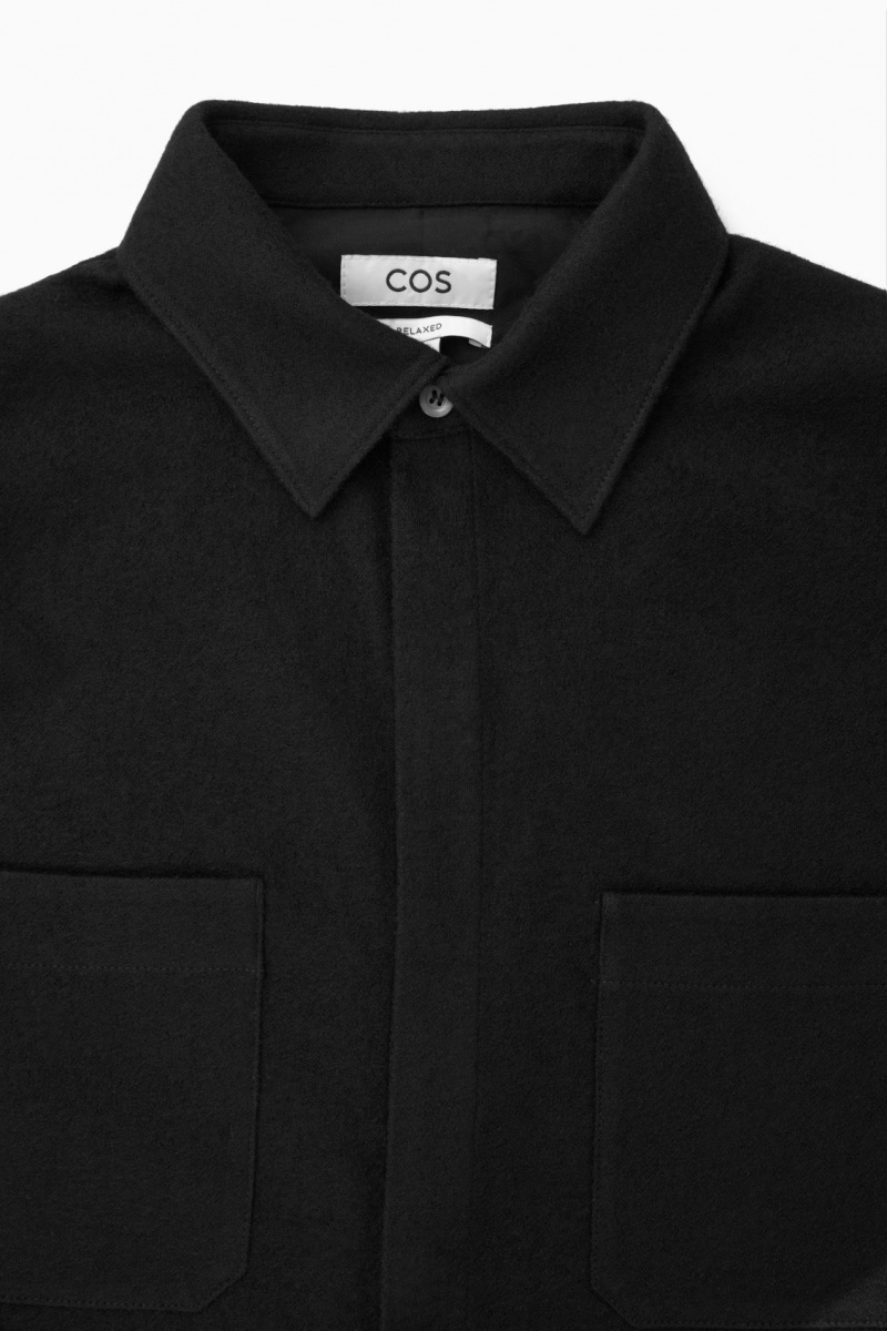 Pánské Košile COS Vlna-Jersey Overshirt Černé | COS Eshop CZ-15962ROYA