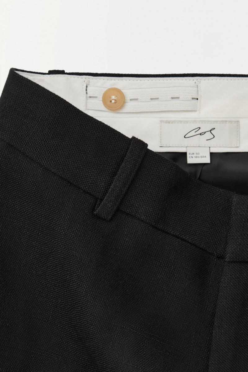 Pánské Kraťasy COS The Plisovaný Tailored Černé | COS Eshop CZ-48103QZSN