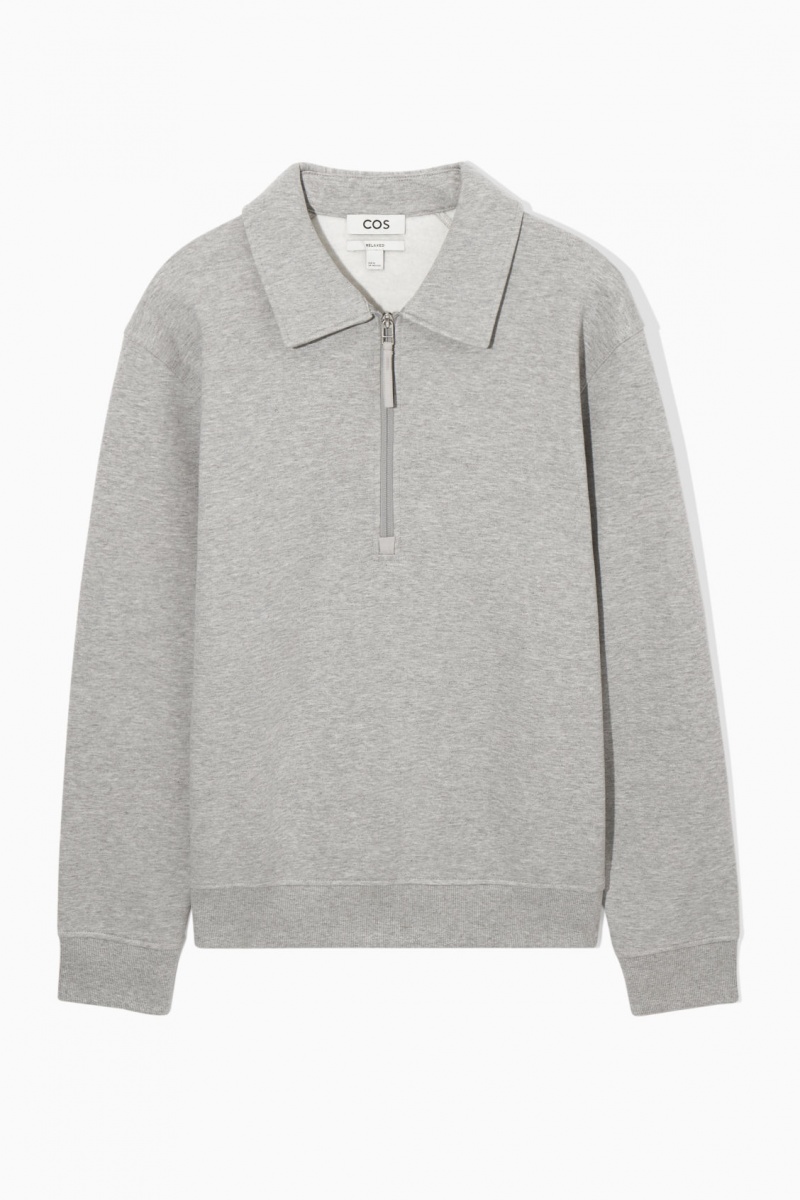 Pánské Mikina COS Collared Half-Zip Šedé | COS Eshop CZ-83620ENSL