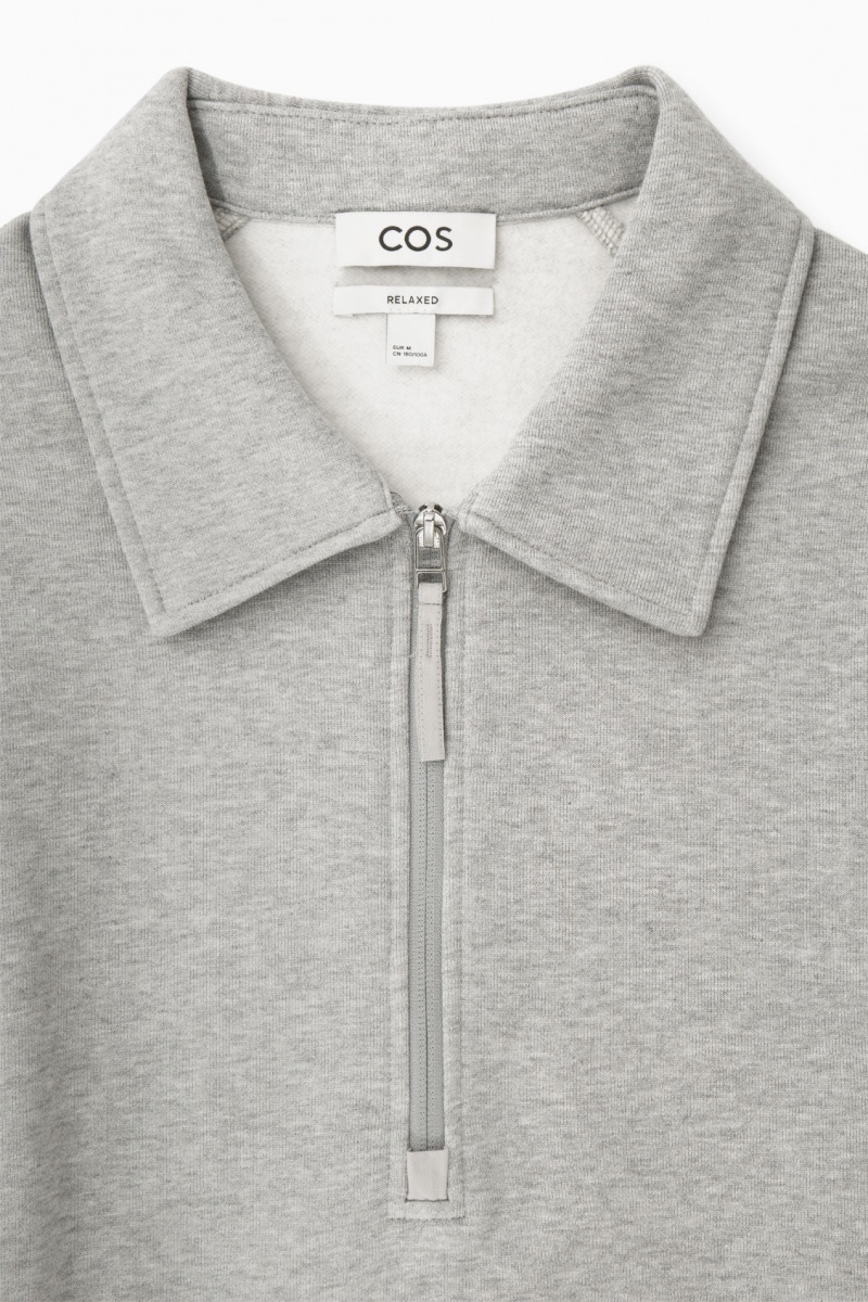 Pánské Mikina COS Collared Half-Zip Šedé | COS Eshop CZ-83620ENSL