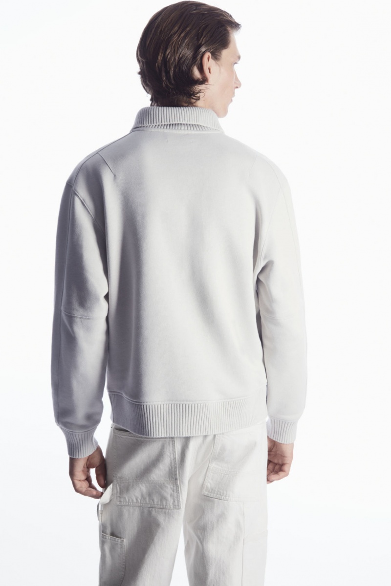 Pánské Mikina COS Funnel-Neck Half-Zip Šedé | COS Eshop CZ-23718QJPV