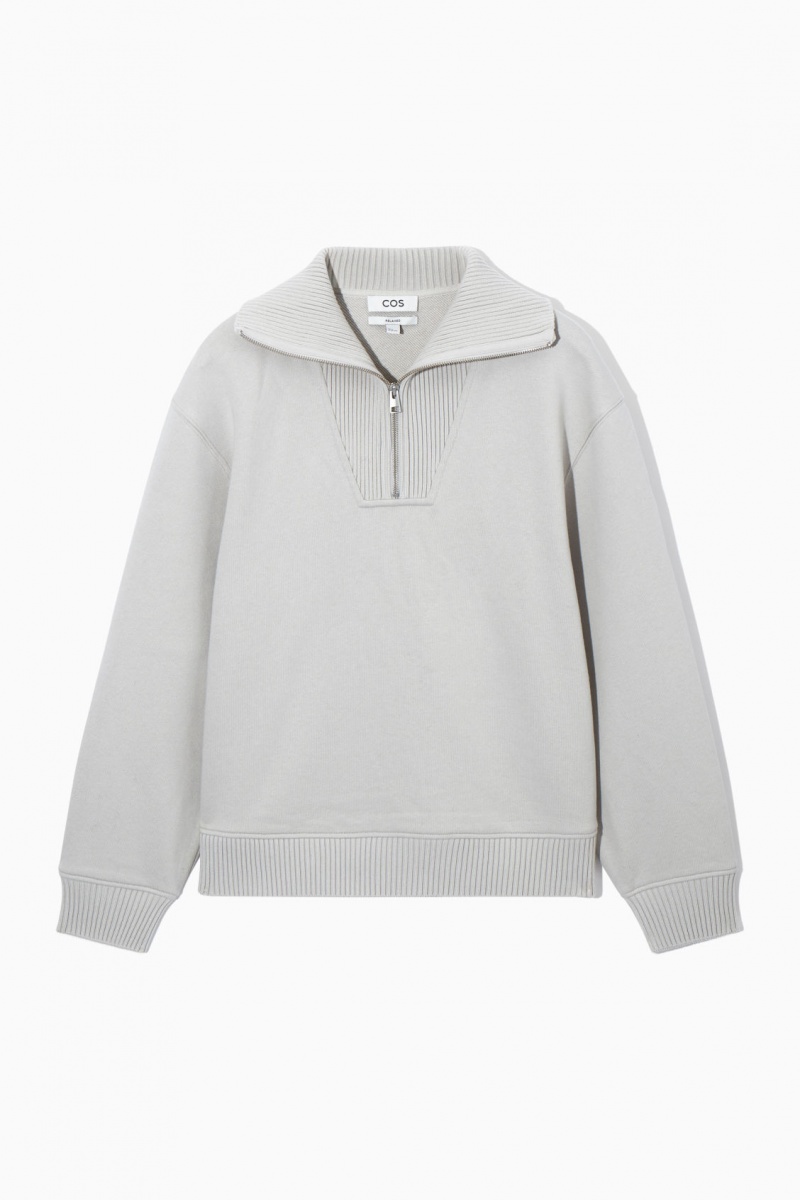 Pánské Mikina COS Funnel-Neck Half-Zip Šedé | COS Eshop CZ-23718QJPV