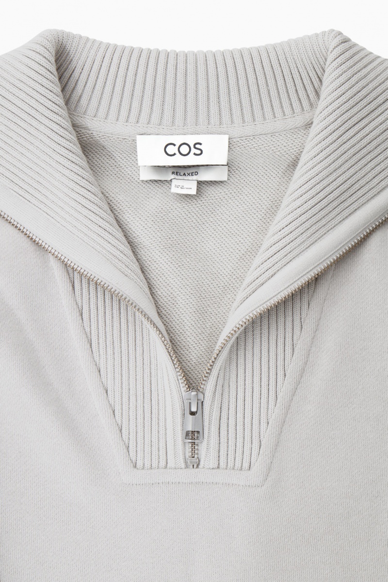 Pánské Mikina COS Funnel-Neck Half-Zip Šedé | COS Eshop CZ-23718QJPV