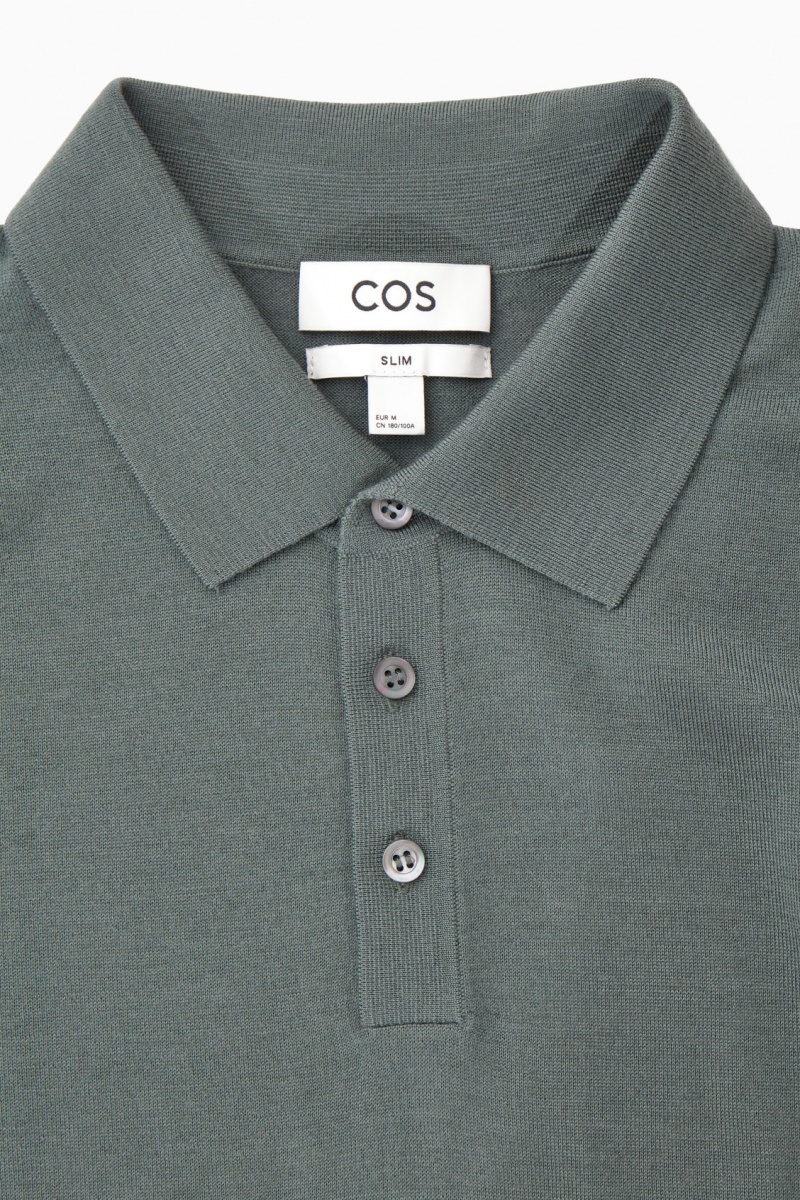 Pánské Polo Triko COS Merino Vlna Zelene | COS Eshop CZ-95032SLCJ