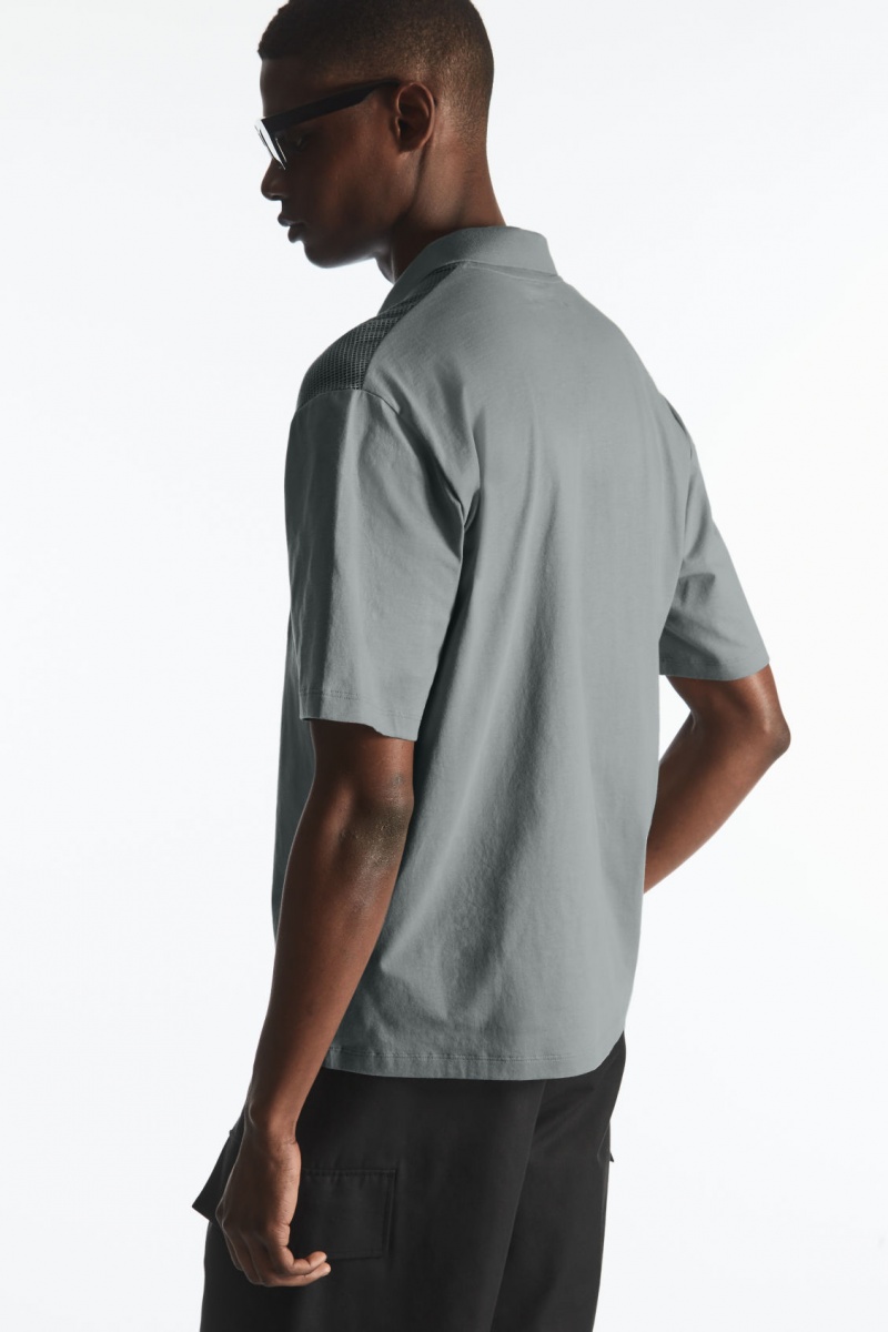 Pánské Polo Triko COS Mesh-Panel Šedé | COS Eshop CZ-94685QUBA