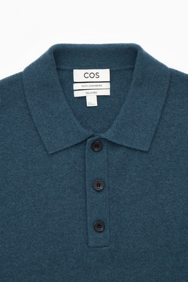 Pánské Polo Triko COS Pure Cashmere Tyrkysové | COS Eshop CZ-70856UYXF