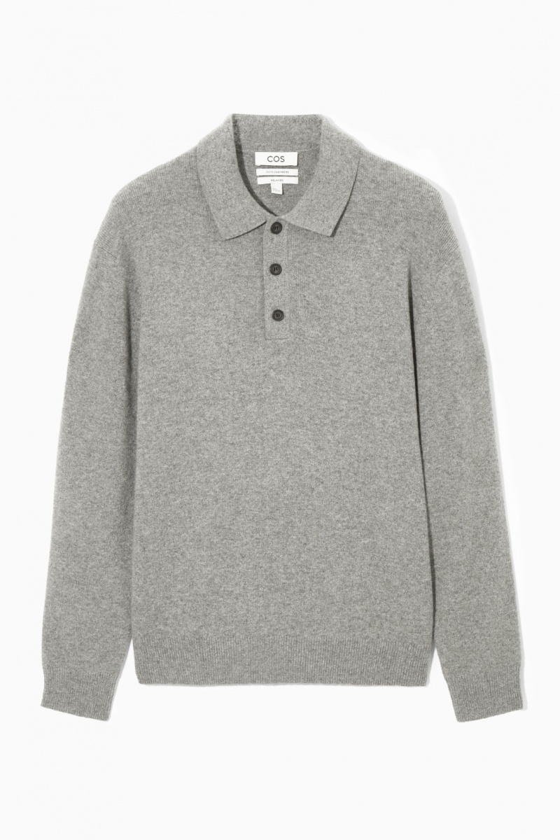 Pánské Polo Triko COS Pure Cashmere Šedé | COS Eshop CZ-48675ELUI