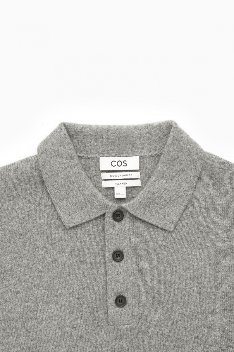 Pánské Polo Triko COS Pure Cashmere Šedé | COS Eshop CZ-48675ELUI