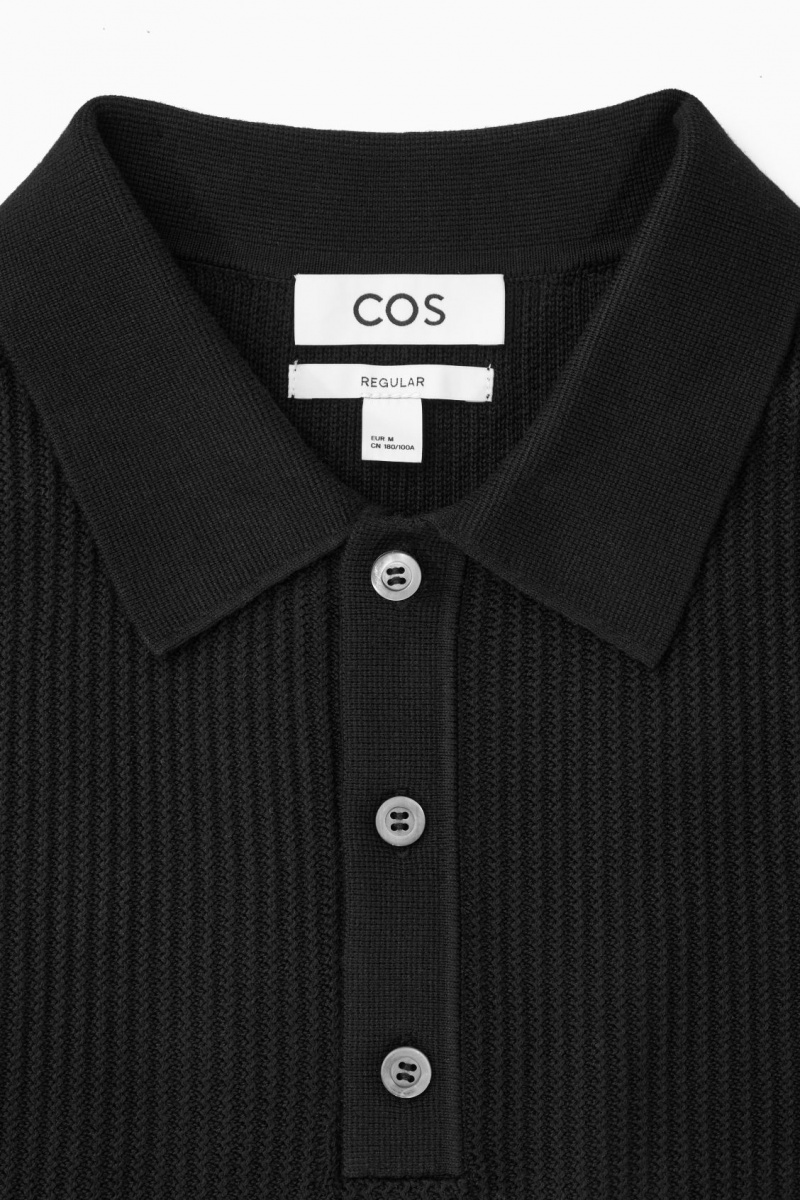 Pánské Polo Triko COS Textured Pletené Černé | COS Eshop CZ-82157WUSE