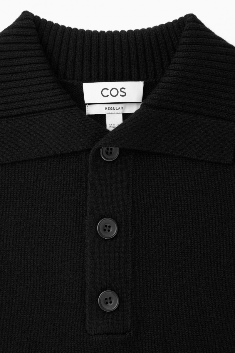 Pánské Polo Triko COS Vlna And Cashmere Černé | COS Eshop CZ-57820OKXG