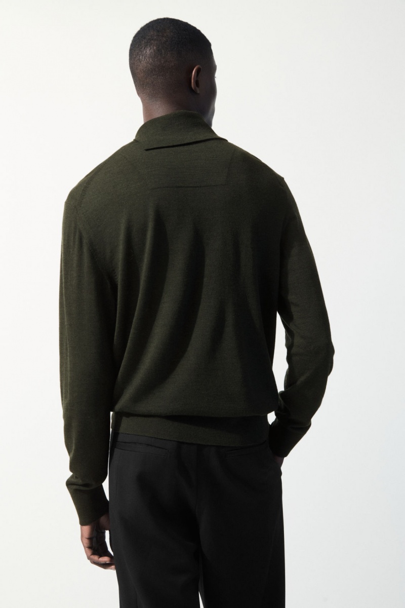 Pánské Svetry COS The Merino Vlna Roll-Neck Tmavě Zelene | COS Eshop CZ-91605BPAK