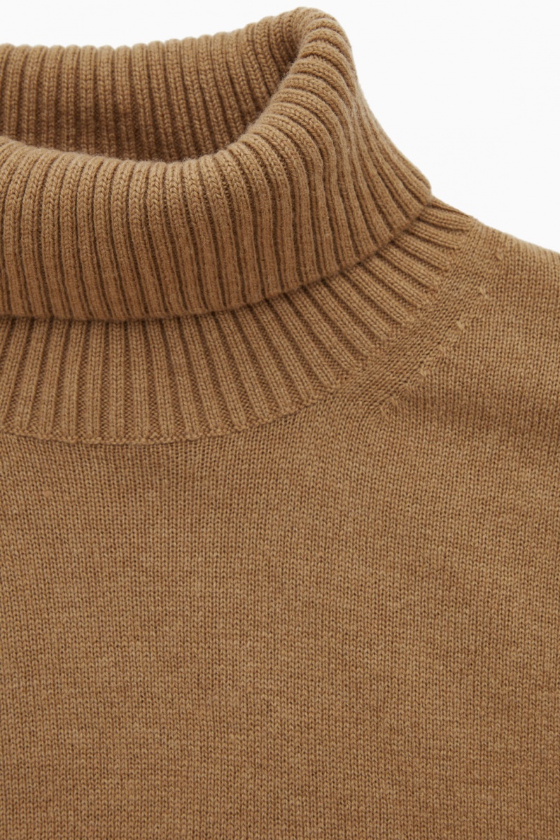 Pánské Svetry COS Vlna-Cashmere Turtleneck Tmavě Béžový | COS Eshop CZ-48937VTOA