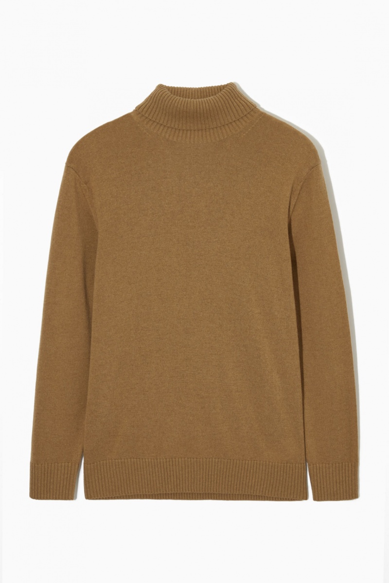 Pánské Svetry COS Vlna-Cashmere Turtleneck Tmavě Béžový | COS Eshop CZ-48937VTOA