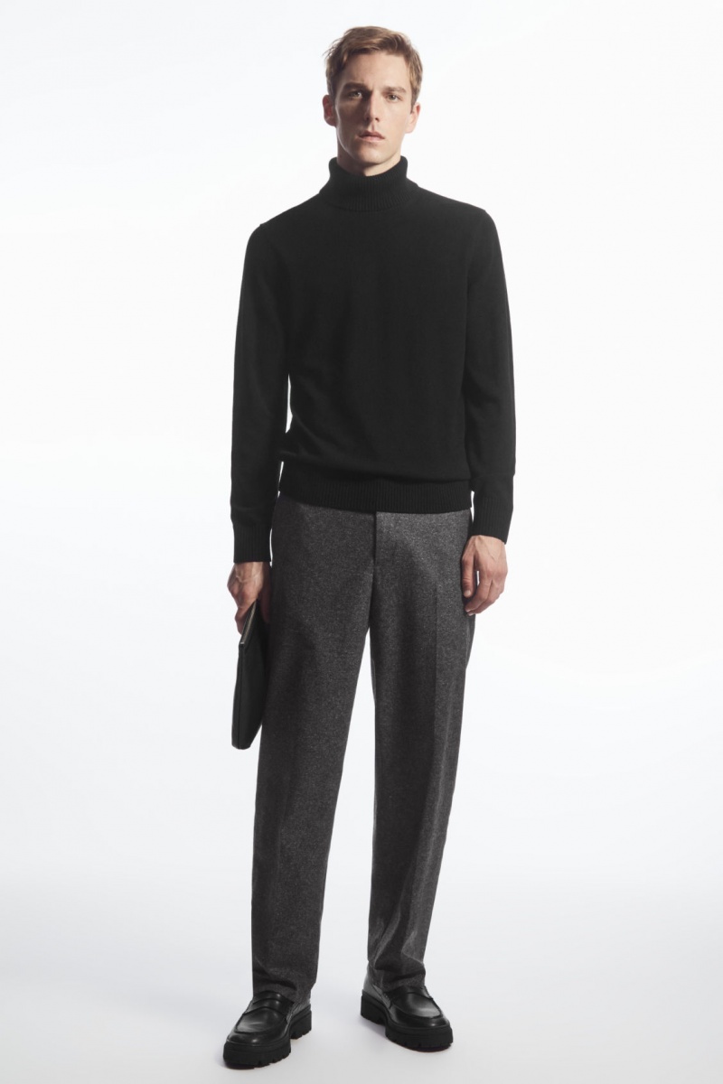 Pánské Svetry COS Vlna-Cashmere Turtleneck Černé | COS Eshop CZ-08172THVO