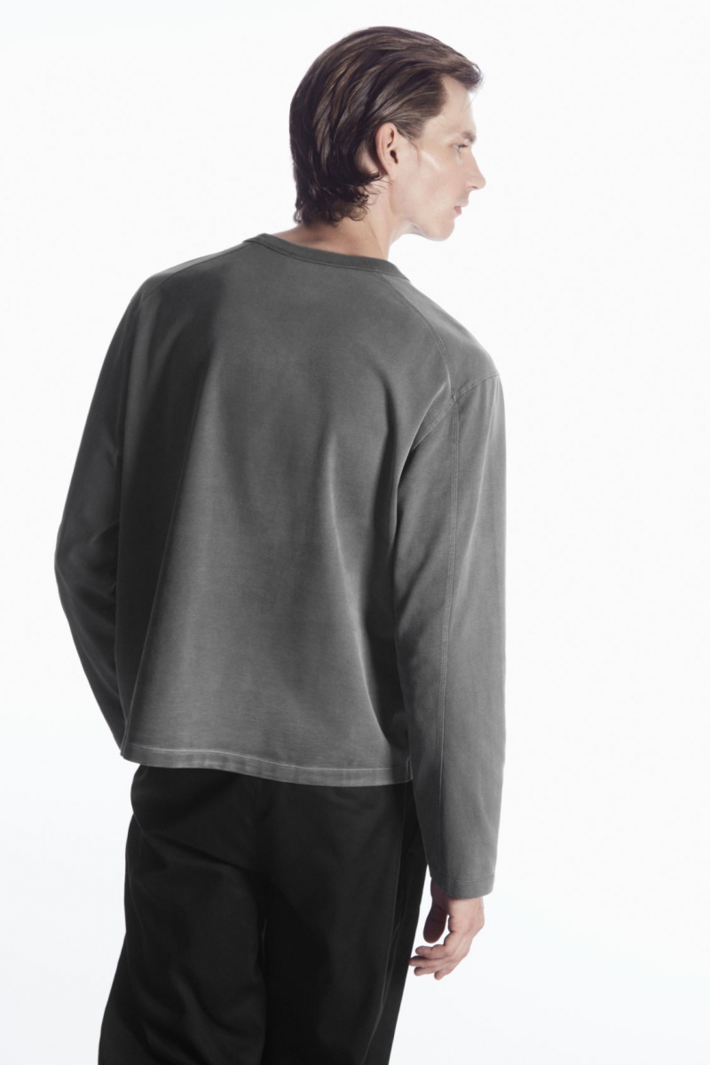 Pánské Tričko COS Boxy Heavyweight Long-Sleeved Tmavě Šedé | COS Eshop CZ-40296ZHNX